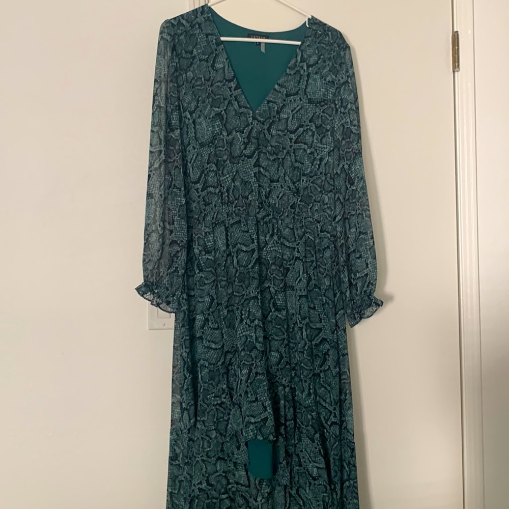 Snake print hi-low dress